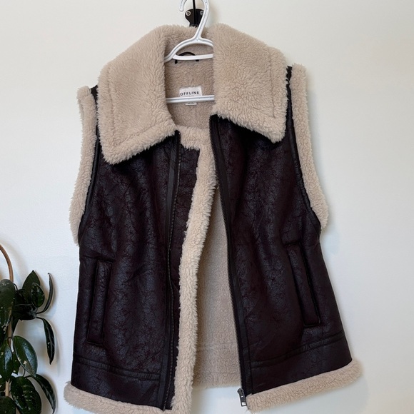 Aerie Dark Brown Shearling Vest - Picture 4 of 10
